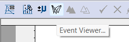 A screenshot of the Event Viewer button available in the lower toolbar in Clampfit.